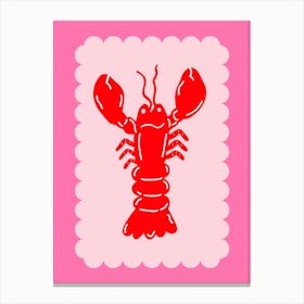 Lobster Scallop Red On Pink Canvas Print