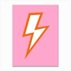 Orange Lightning Bolt on Pink Canvas Print