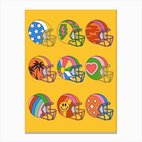 American Football Colorful Sports Team Helmets Canvas Print