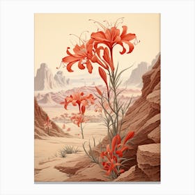 Chinese Spider Lily  Flower Victorian Style 3 Canvas Print