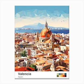 Valencia, Spain, Geometric Illustration 2 Poster Canvas Print