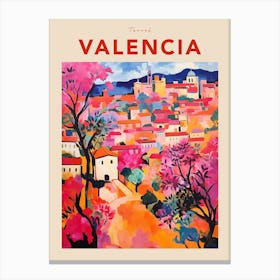 Valencia Spain Fauvist Travel Poster Canvas Print