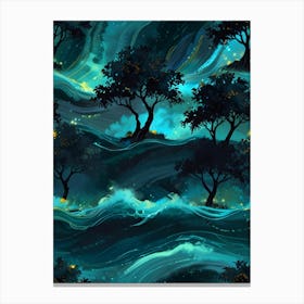 Night Sky With Trees Canvas Print