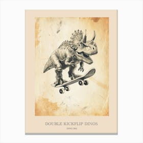 Dino 360 Vintage Dinosaur Poster 2 Canvas Print