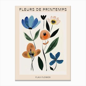 Spring Floral French Poster  Flax Flower 1 Canvas Print