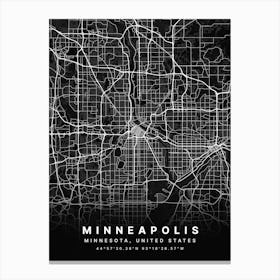 Minneapolis Minnesota USA Black Map Lienzos