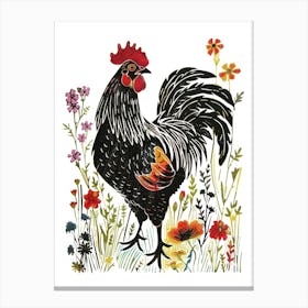 Rooster In The Field Canvas Print