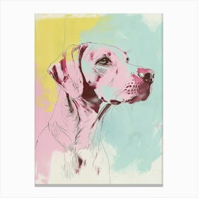 Pastel Watercolour Hound Dog Line Illustration 1 Canvas Print