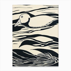 Bufflehead Linocut Bird Canvas Print