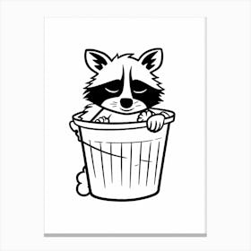 A Minimalist Line Art Piece Of A Honduran Raccoon 2 Canvas Print