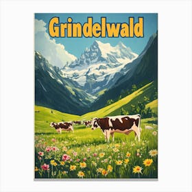 Aihrgdesign A Classic 1960s Travel Poster For Grindelwald 3 Canvas Print