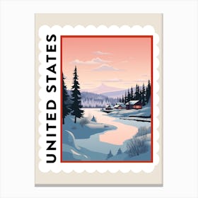 Retro Winter Stamp Poster Big Bear Lake California 2 Canvas Print