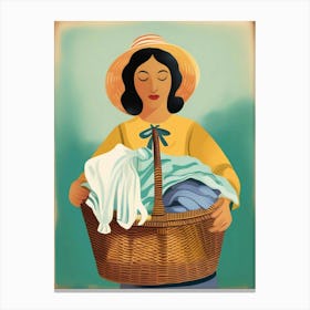 Woman With A Basket Canvas Print