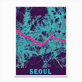 Seoul Map Poster 1 Canvas Print