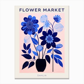 Blue Flower Market Poster Dahlia 4 Canvas Print