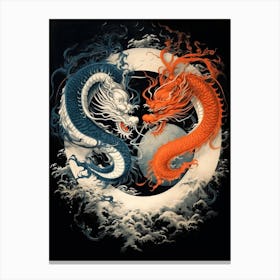 Yin And Yang Chinese Dragon Illustration 2 Canvas Print