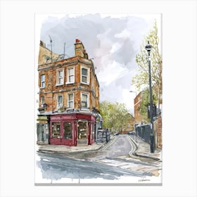 Newham London Borough   Street Watercolour 2 Canvas Print