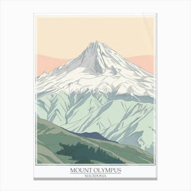 Mount Olympus Macedonia Color Line Drawing 6 Poster Canvas Print
