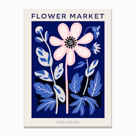 Blue Flower Market Poster Edelweiss 2 Canvas Print