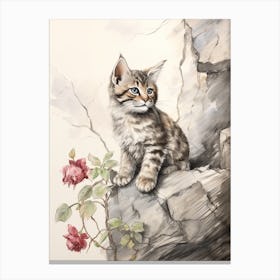 Storybook Animal Watercolour Bobcat 2 Canvas Print