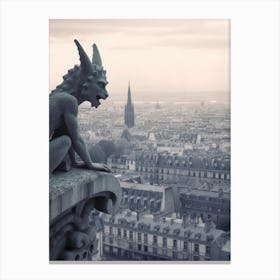 Gargoyle In Paris B&W Canvas Print