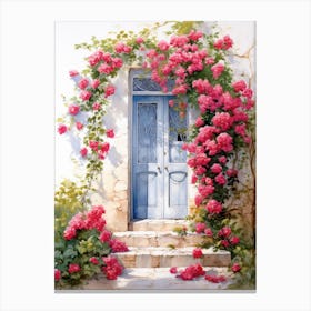 Nice, France   Mediterranean Doors Watercolour Painting 1 Canvas Print