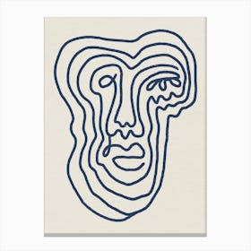 Abstract Line Face Blue Navy Canvas Print