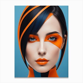 Geometric Fashion Woman Portrait Pop Art Orange (17) Canvas Print