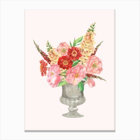 Watercolor Flowers In A Vase 2 Canvas Print