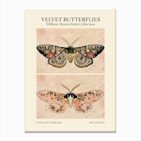 Velvet Butterflies Collection Vintage Butterflies William Morris Style 5 Canvas Print