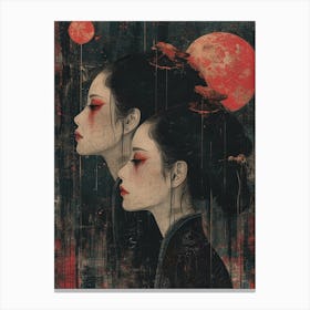 Two Women With Red Eyes Canvas Print
