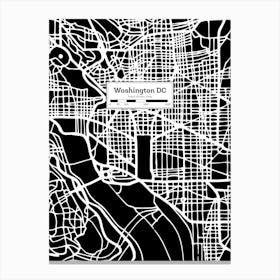 Washington DC (USA) City Map — Hand-drawn map, vector black map Canvas Print