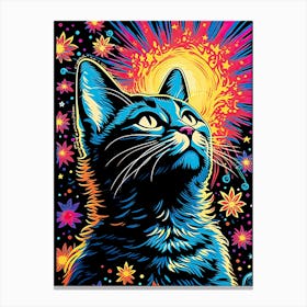 Cosmic Pawtograph, Psychedelic Cats series Canvas Print