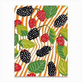 Mulberries Fruit Summer Illustration 3 Canvas Print