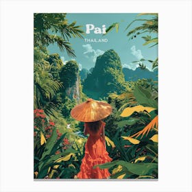 Pai Thailand Forest Travel Art Illustration Canvas Print