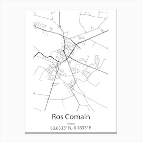 Ros Comain,Ireland Minimalist Map Canvas Print