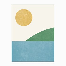 Sunny Ocean Island Minimalist Yellow Blue Green Canvas Print