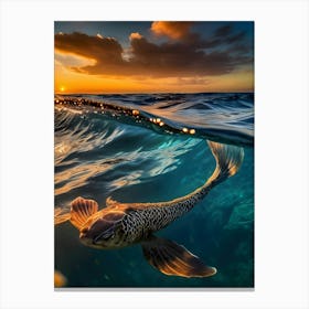 Koi Fish At Sunset-Reimagined Canvas Print