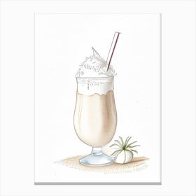 Coconut Milkshake Dairy Food Pencil Illustration 3 Canvas Print