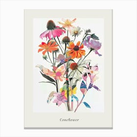 Coneflower 2 Collage Flower Bouquet Poster Canvas Print