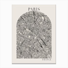 Paris France Boho Minimal Arch Full Beige Color Street Map 1 Canvas Print