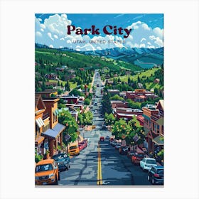 Park City Utah Skiing Art Illustration Canvas Print