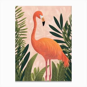 Chilean Flamingo Bird Of Paradise Minimalist Illustration 1 Canvas Print