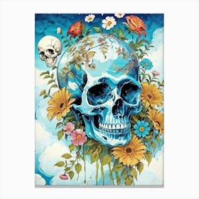 Surrealist Floral Skull Painting (28) Canvas Print