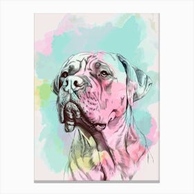 Bullmastiff Dog Pastel Line Watercolour Illustration  2 Canvas Print