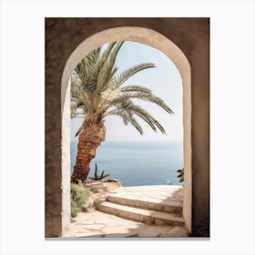 Mediterranean Arch Seascape, Summer Vintage Photography Canvas Print