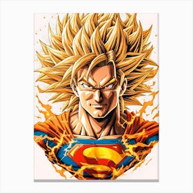 Son Goku Superman Superhero Fusion Art Canvas Print