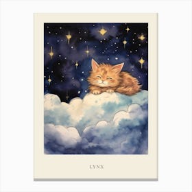 Baby Lynx 1 Sleeping In The Clouds Nursery Poster Canvas Print