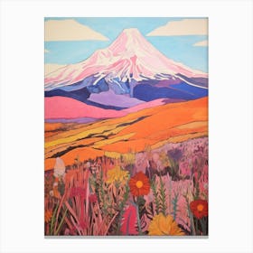 Cotopaxi Ecuador 1 Colourful Mountain Illustration Canvas Print