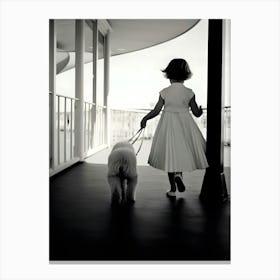 Little Girl And Her Dog Canvas Print